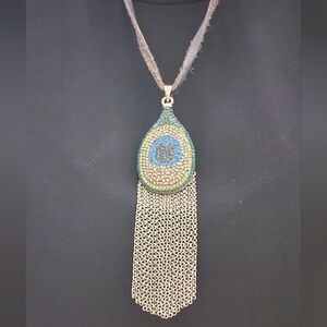 Lucky Brand Peacock Feather Pendant Necklace